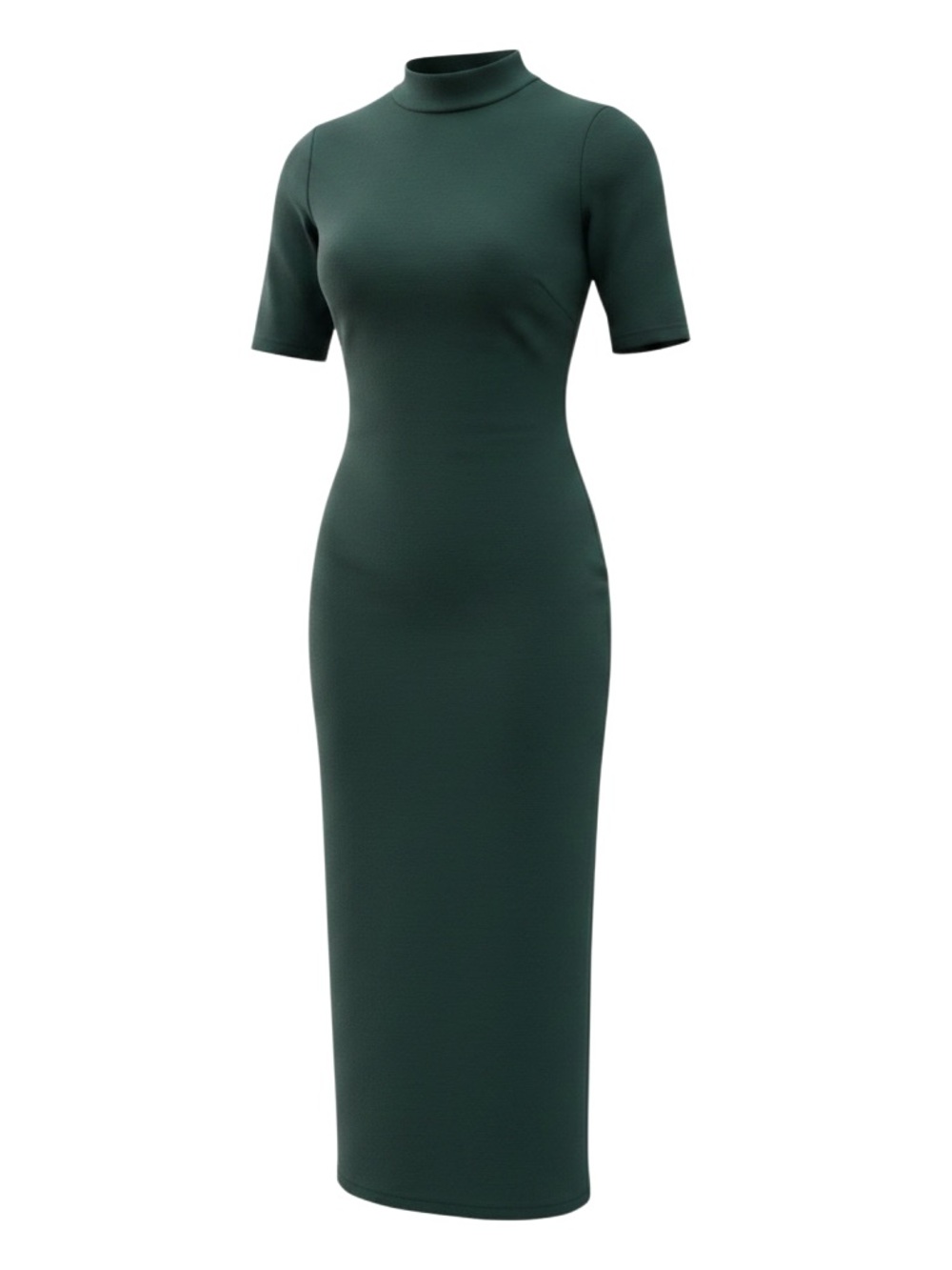 Zara Deep Green Mock Neck Midi Dress